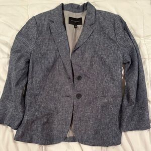 Chambray blazer with cropped sleeves